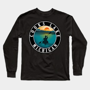 Cooks Lake Kayaking Michigan Sunset Long Sleeve T-Shirt